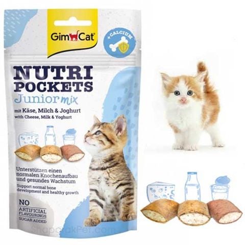  Bánh Snack GimCat Mèo Có Nhân - Gói 60g- GimCat Nutri Pockets - Nhiều vị 