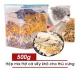  Hộp Thịt Cá Sấy Khô 500g Cho Chó Mèo (Loại Ngon) - Mix 11 loại 