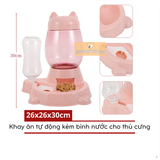  Khay Ăn Tự Động Hình Tai Mèo Kèm Bình Nước Cho Chó Mèo - 26x26x30cm 