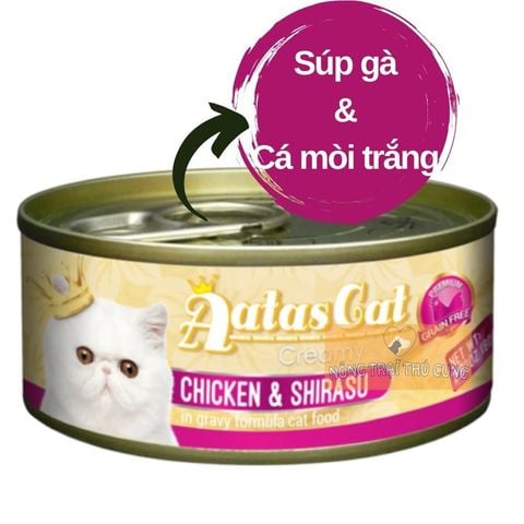  Pate AATAS Cho Mèo Mọi Lứa Tuổi (Súp Gà Mix) Creamy Chicken - Lon 80g - MVR 