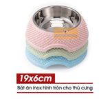  Bát Ăn Tròn Kèm Bát Inox Cho Chó Mèo (Bát Tim) 19cm 