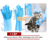  Đôi Găng Tay Tắm Cho Chó Mèo Bằng Silicon Có Gai Giúp Massage Tạo Bọt 