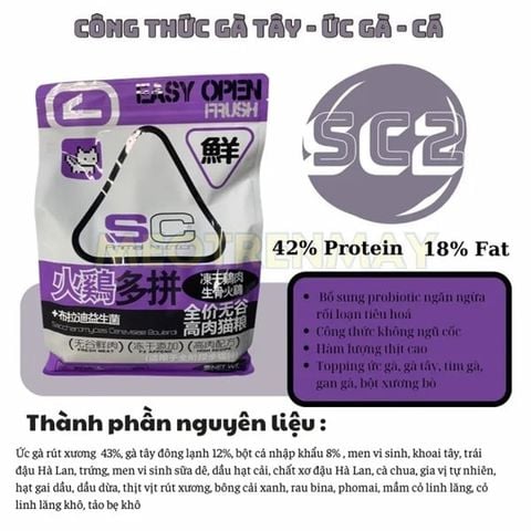  Hạt Khô SC Grainfree 42%, 39% Protein Cho Mèo Mọi Lứa Tuổi 1.5KG 