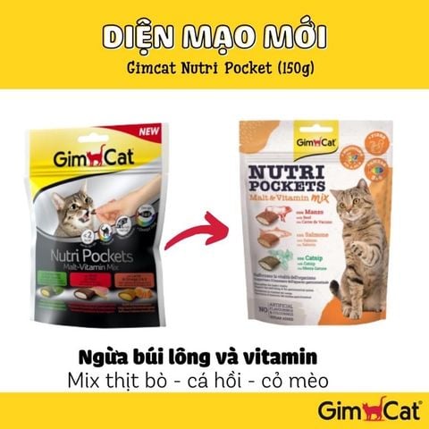  Bánh Thưởng GimCat Nutri Pockets Mèo Có Nhân Gói 150g - Mix vị 