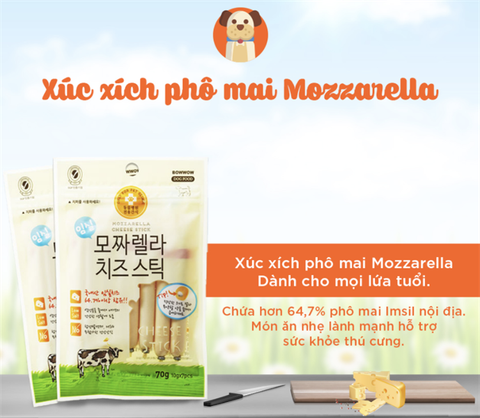  Xúc Xích Chó Bowwow Hàn Quốc - 70g - MOZZARELLA/ CHEDDAR 