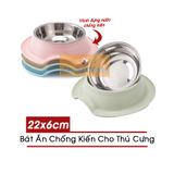  Bát Ăn Inox Chống Kiến Cho Chó Mèo 22x6 (cm) - Hình tròn 