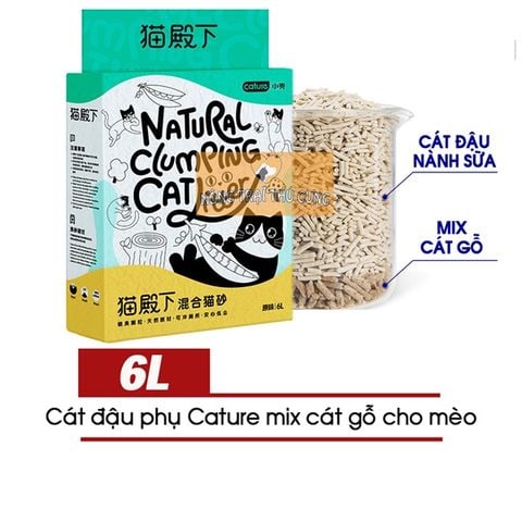  Cát Đậu Nành Cature (Hương Sữa) Mix Cát Gỗ Cho Mèo - Nội Địa Trung - 6L 