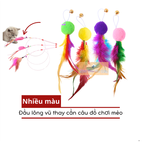  Đầu Lông Vũ Thay Cần Câu Đồ Chơi Mèo 