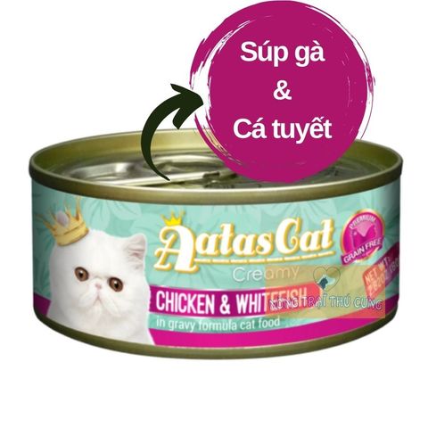  Pate AATAS Cho Mèo Mọi Lứa Tuổi (Súp Gà Mix) Creamy Chicken - Lon 80g - MVR 