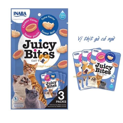  Snack - Bánh Thưởng Mèo INABA JUICY BITES - Gói 33.9g (3 gói x 11.3g) - Nhiều Vị 