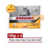  Pate Morando Cho Mèo Bịch 4 Gói Pate x 100g (Ý) - 2 gói vị cá + 2 gói vị thịt 