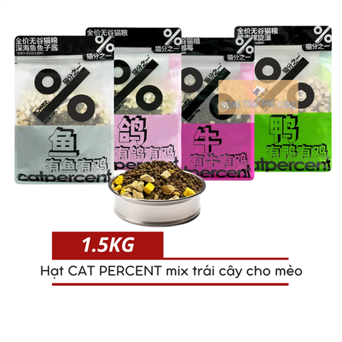  Hạt Cat Percent % Mix Topping Trái Cây Cho Mèo Mọi Lứa Tuổi - 1.5kg 