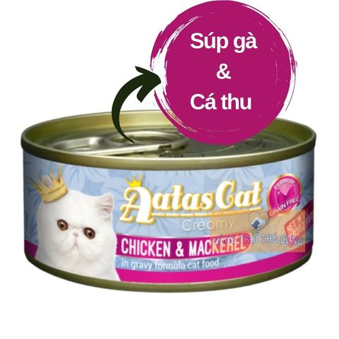  Pate AATAS Cho Mèo Mọi Lứa Tuổi (Súp Gà Mix) Creamy Chicken - Lon 80g - MVR 