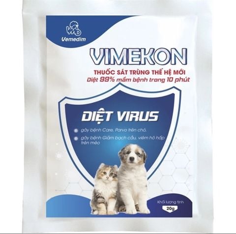  Bột Pha Nước VIMEKON Diệt Khuẩn, Sát Trùng Mầm Bệnh, Viêm Hô Hấp Ở Chó Mèo 20gr 