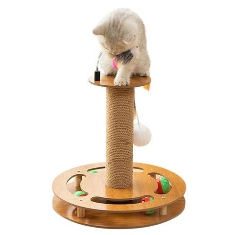  Trụ Cào Gỗ Cattree Kèm Banh Cho Thú Cưng Vui Nhộn 