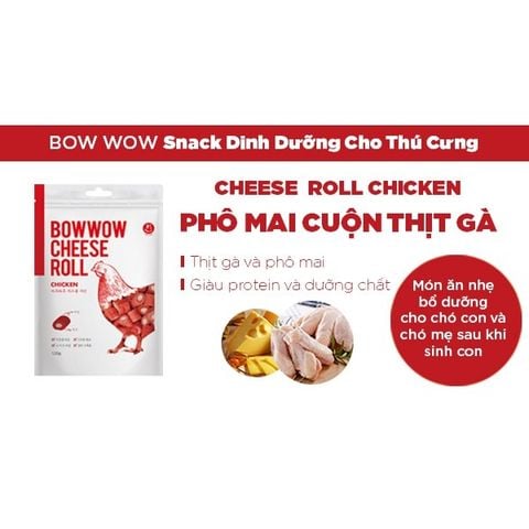  Bánh thưởng Bowwow phô mai cuộn cho chó 120g - Nhiều vị 