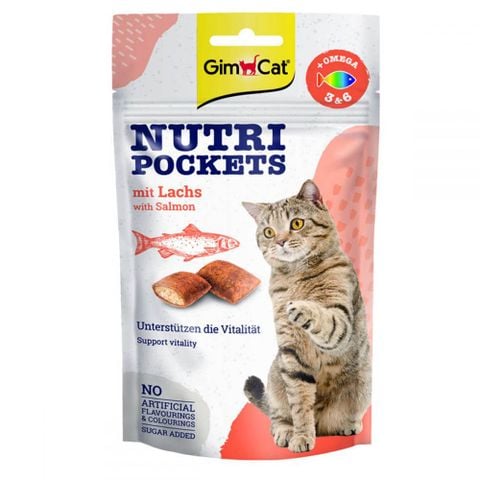  Bánh Snack GimCat Mèo Có Nhân - Gói 60g- GimCat Nutri Pockets - Nhiều vị 