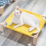  Giường Gỗ Cho Chó Mèo (Dưới 35kg) Vải Thoáng Mát Phong Cách Nhật Bản 