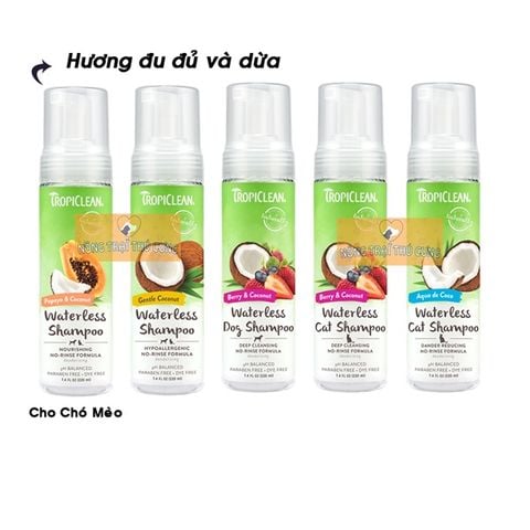  Dầu Tắm Khô Hữu Cơ Organic Cho Chó Mèo TropiClean 220ml (USA) 