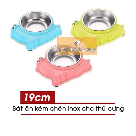  Bát Ăn Inox Cho Chó Mèo - Hình Ốc Sên 19cm 