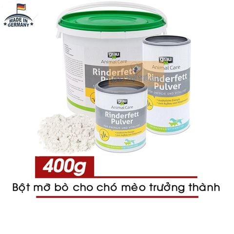  Mỡ Bò GRAU RINDERFETT PULVER 400g - Cấp Năng Lượng Cho Mèo Mang Thai, Gầy, Ốm Yếu 