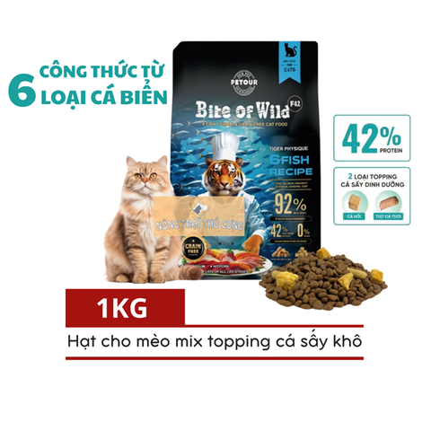  Hạt Cao Cấp Cho Mèo Trưởng Thành Bite Of Wild F42 - Mix Topping 6 Loại Cá 