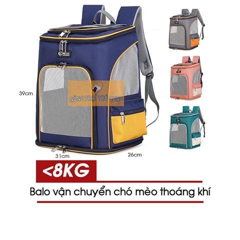  Balo Vận Chuyển Chó Mèo Chống Nóng, Thoáng Khí (Có Cửa Trên) 39x31x26 (cm) - Dưới 8kg 