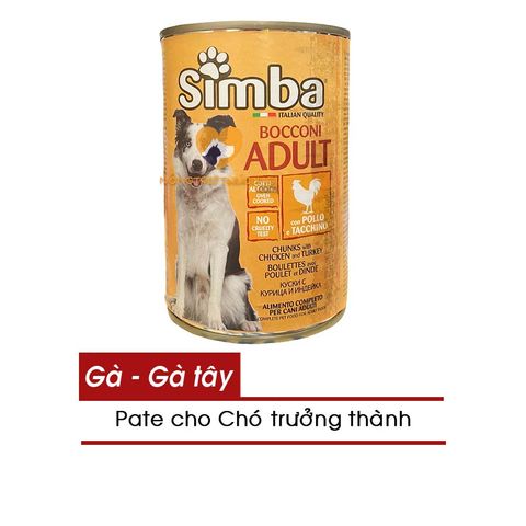  Pate Cho Chó SIMBA Lon 415g Vị Thịt Nướng Gà và Gà Tây 