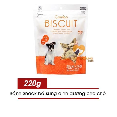  Bánh Snack Thưởng Bích Quy Hỗn Hợp Cho Chó Bowwow 220g - Combo Biscuit Hàn Quốc 