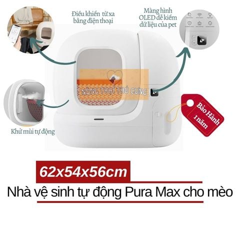  MÁY DỌN VỆ SINH TỰ ĐỘNG CHO MÈO - PETKIT PURA MAX (THẾ HỆ MỚI) - CHÍNH HÃNG - BẢN QUỐC TẾ CÓ APP - Đọc Thông Tin SP bên Dưới 