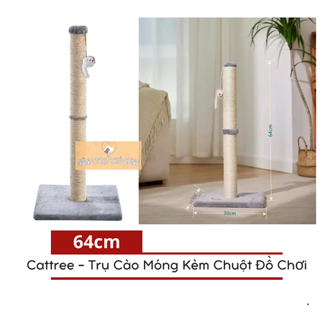  Cattree Cào Móng Đế Vuông Một Trụ Cào Kèm Chuột Đồ Chơi 