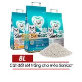  Cát Vệ Sinh Cho Mèo Cao Cấp (Hạt Trắng) Sanicat 8L- 10L - Khử Khuẩn, Khử Mùi. Vón Cục Tốt 