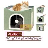  Nhà Ngủ - Nệm Nằm 2 Tầng Cho Mèo Cao Cấp 41x41x35cm 