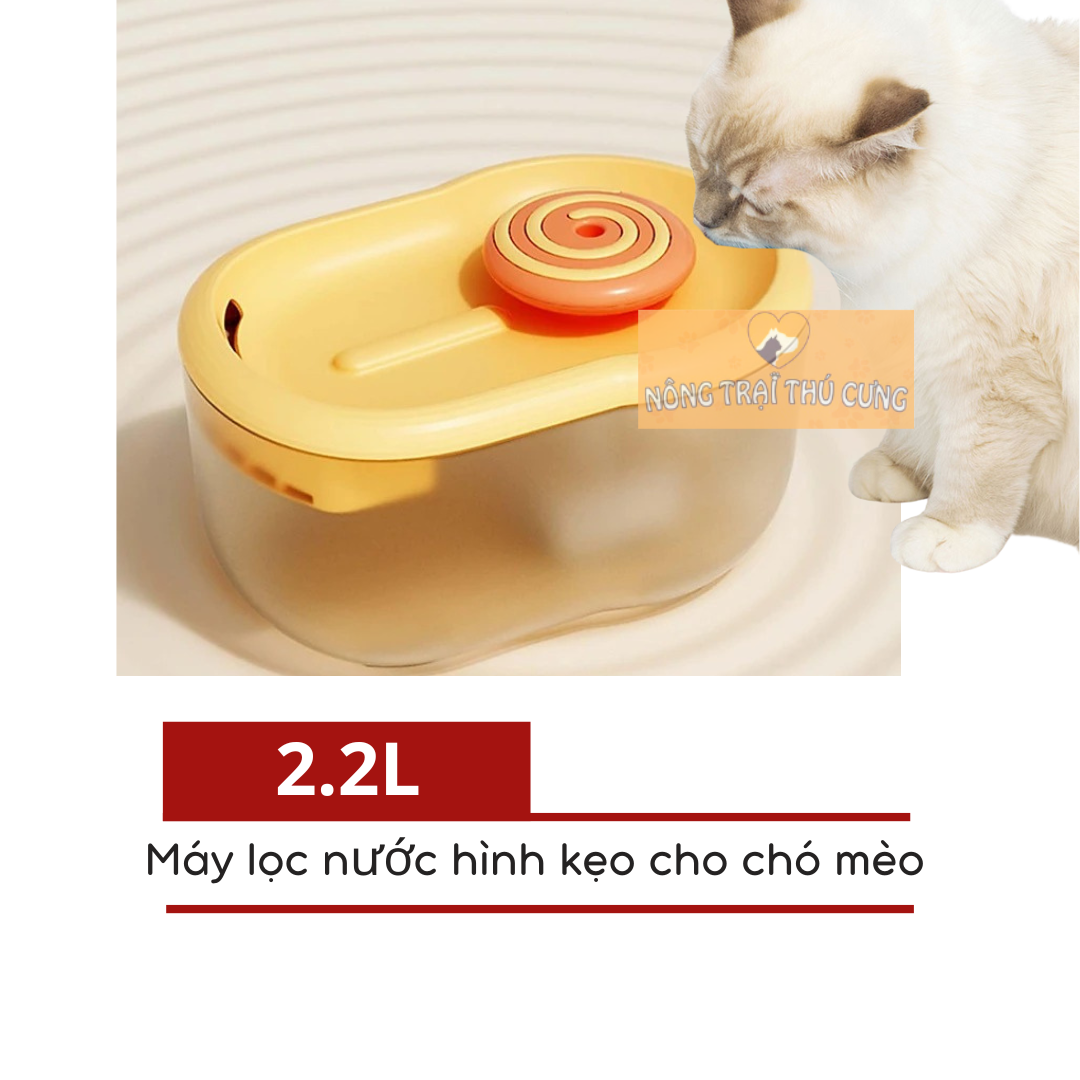  Máy Lọc Nước - Phun Nước Uống Cho Chó Mèo 2.2L - Hình Kẹo 