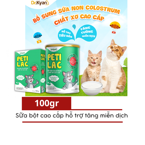  Dr.Kyan - Sữa bột dinh dưỡng PETILAC - Bổ sung sữa non Colostrum & Chất xơ cao cấp cho chó mèo 100g 