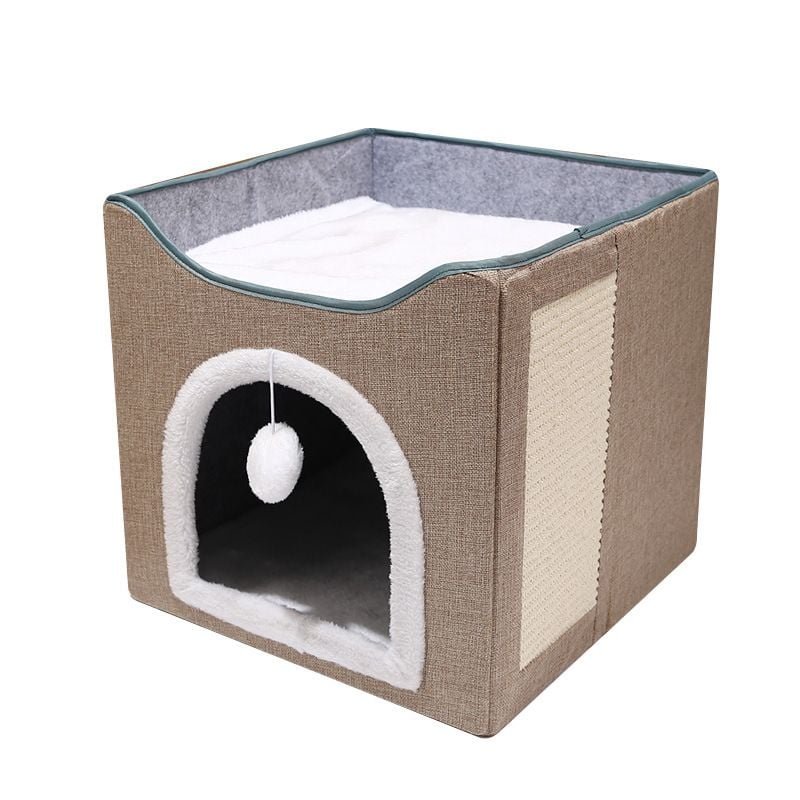 Nhà Ngủ - Nệm Nằm 2 Tầng Cho Mèo Cao Cấp 41x41x35cm – Nông Trại Thú Cưng