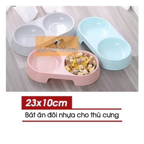  Bát Đôi Nhựa Mỏng Cho Chó Mèo - Nhiều Màu 