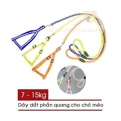  Dây Dắt Phản Quang (Kèm Yếm) Cho Chó 7-15kg 