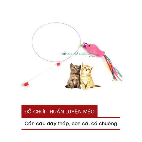  Đồ chơi Cho Mèo - Cần Câu Mèo - Dây Thép Hình Con Cá Có Chuông 