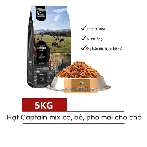  Hạt Cho Chó Captain (Mix Bò, Cá, Phô Mai,...) Phù Hợp Mọi Độ Tuổi, Mọi Giống Chó 