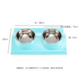  Bát Ăn Đôi Inox Cho Chó Mèo Chống Rơi Thức Ăn 38x25cm - GIAO MÀU NGẪU NHIÊN 