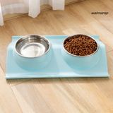  Bát Ăn Đôi Inox Cho Chó Mèo Chống Rơi Thức Ăn 38x25cm - GIAO MÀU NGẪU NHIÊN 