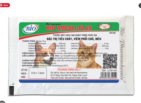  Bột BIO AMCOLI-PLUS Đặc Trị Tiêu Chảy, Viêm Phổi Chó Mèo 10g 