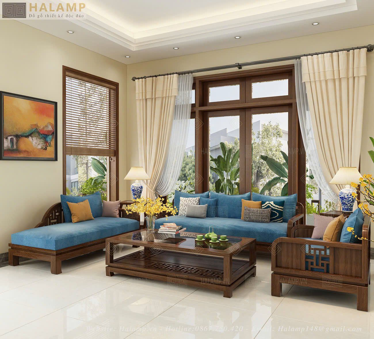  SOFA GỖ GỤ ĐÁNH VECNI TRẦN SF45 HALAMP LUÔN GIỮ ĐƯỢC VẺ MỘC MẠC 