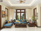  SOFA GỖ GỤ ĐÁNH VECNI TRẦN SF45 HALAMP LUÔN GIỮ ĐƯỢC VẺ MỘC MẠC 