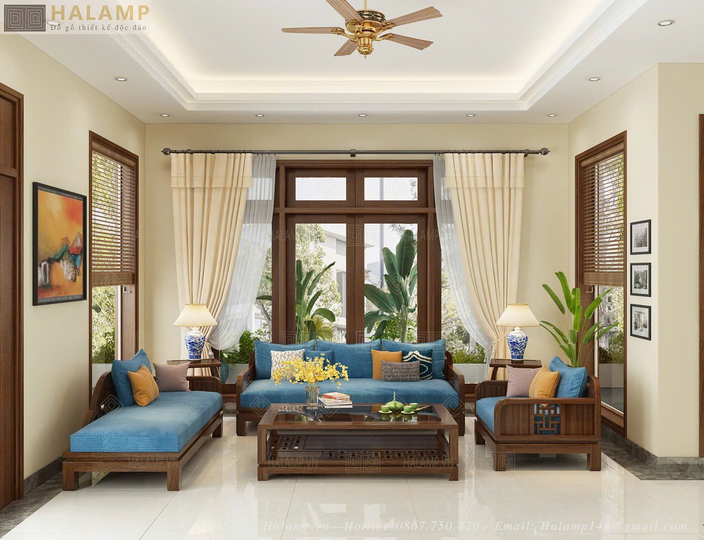  SOFA GỖ GỤ ĐÁNH VECNI TRẦN SF45 HALAMP LUÔN GIỮ ĐƯỢC VẺ MỘC MẠC 