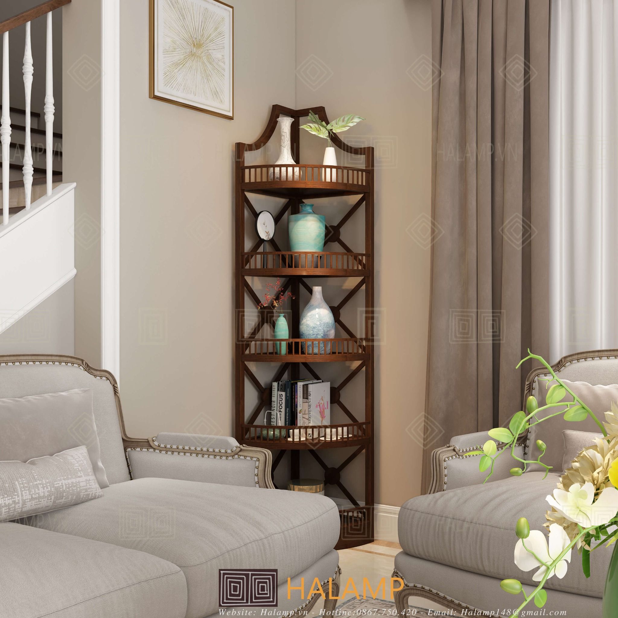  Kệ góc tường quạt xòe Halamp GT004 