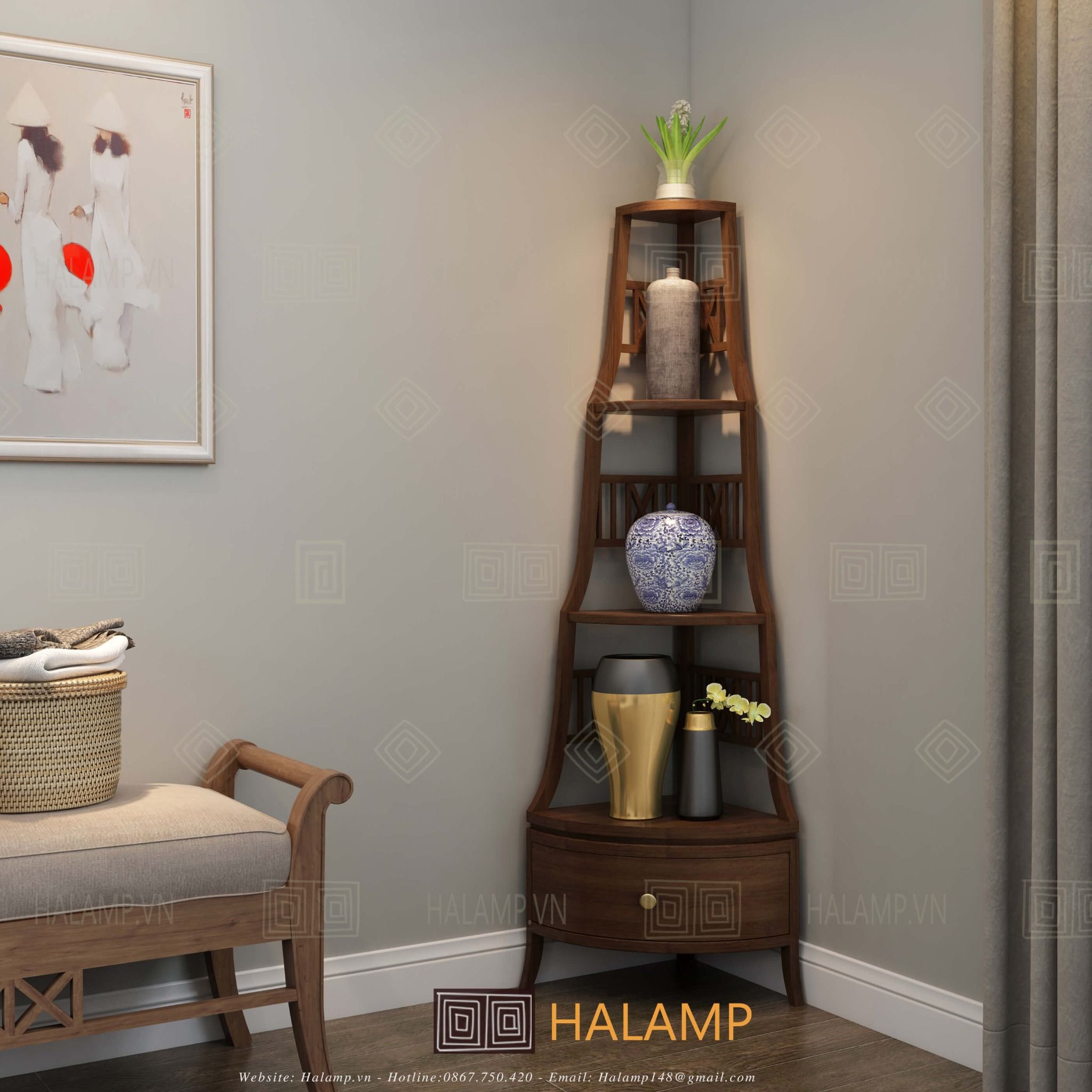  Kệ góc tường hình chóp Halamp GT003 