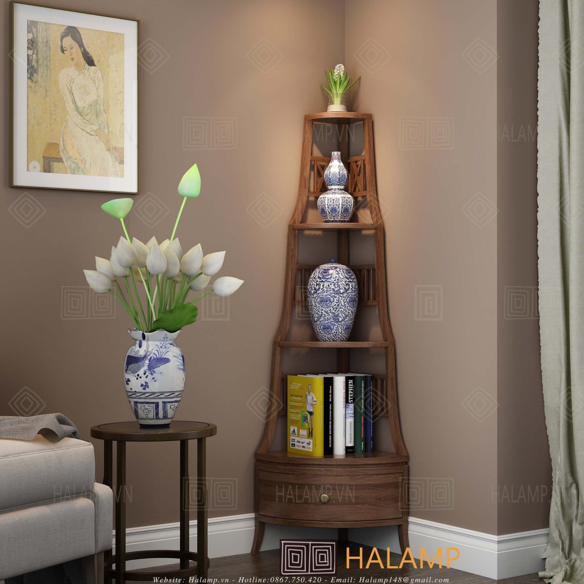  Kệ góc tường hình chóp Halamp GT003 