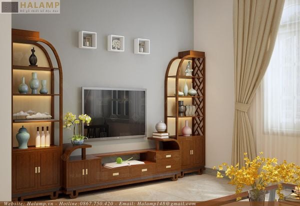 kệ ti vi kết hợp tủ trang trí phòng khách
